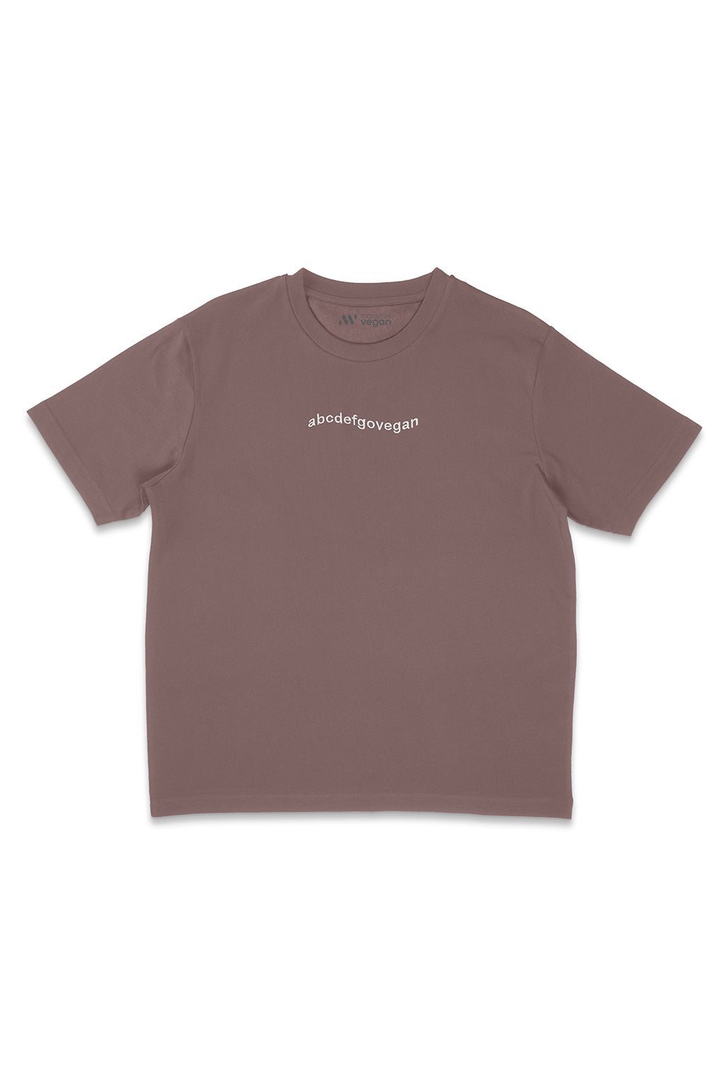 T-shirt vieux rose avec une broderie blanche abcdefgovegan.