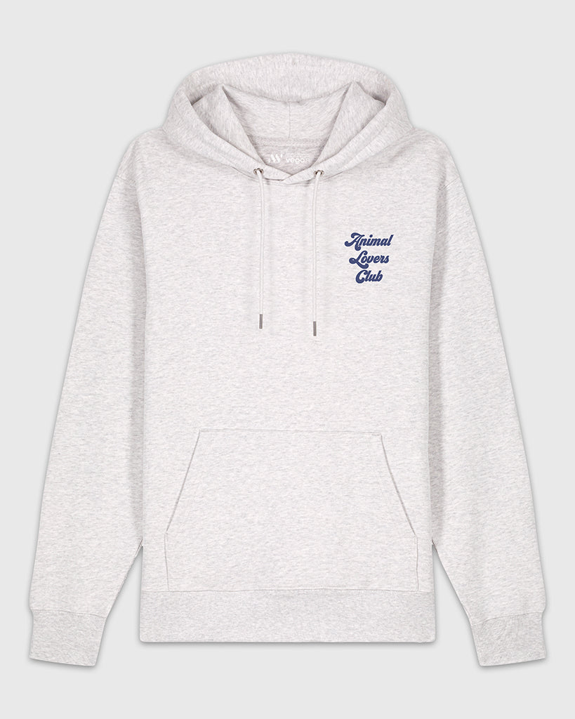 Hoodie gris clair chiné brodé bleu Animal Lovers Club.