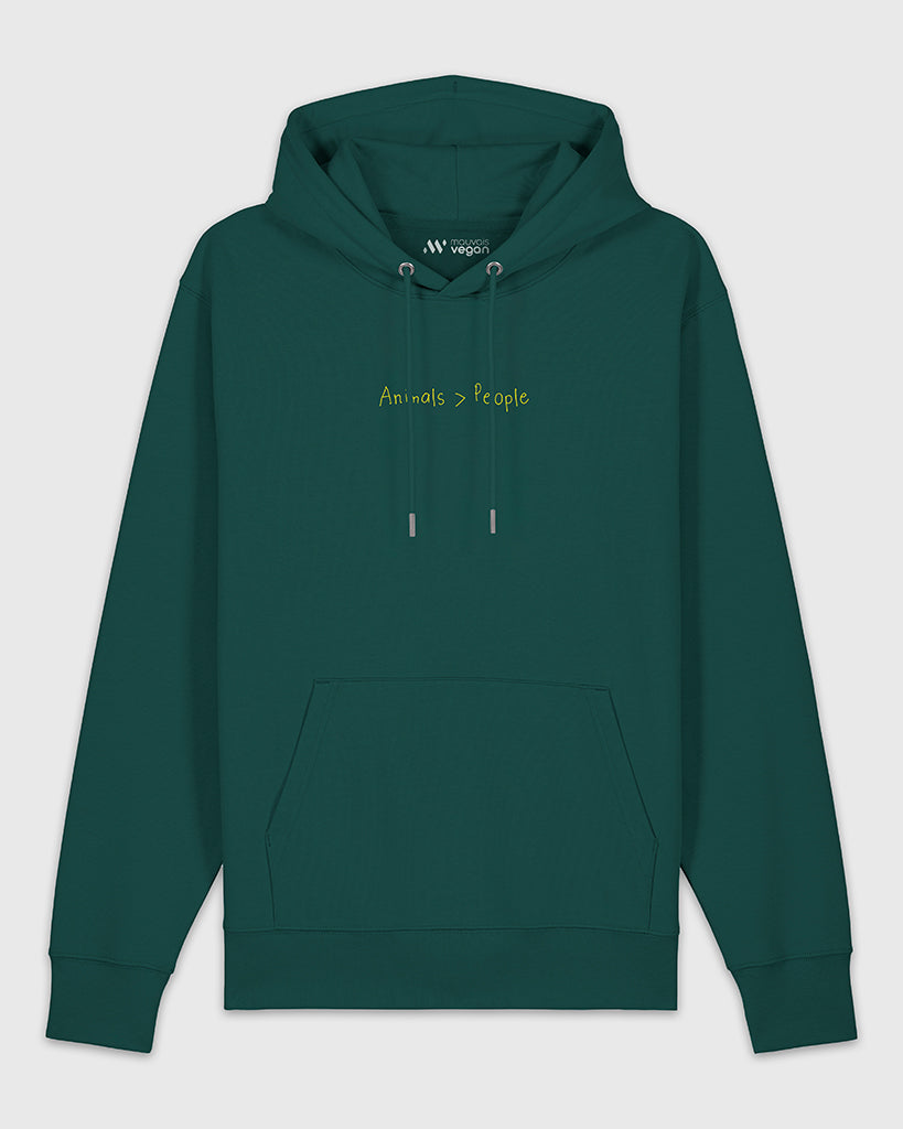 Hoodie vert sapin brodé animal > people