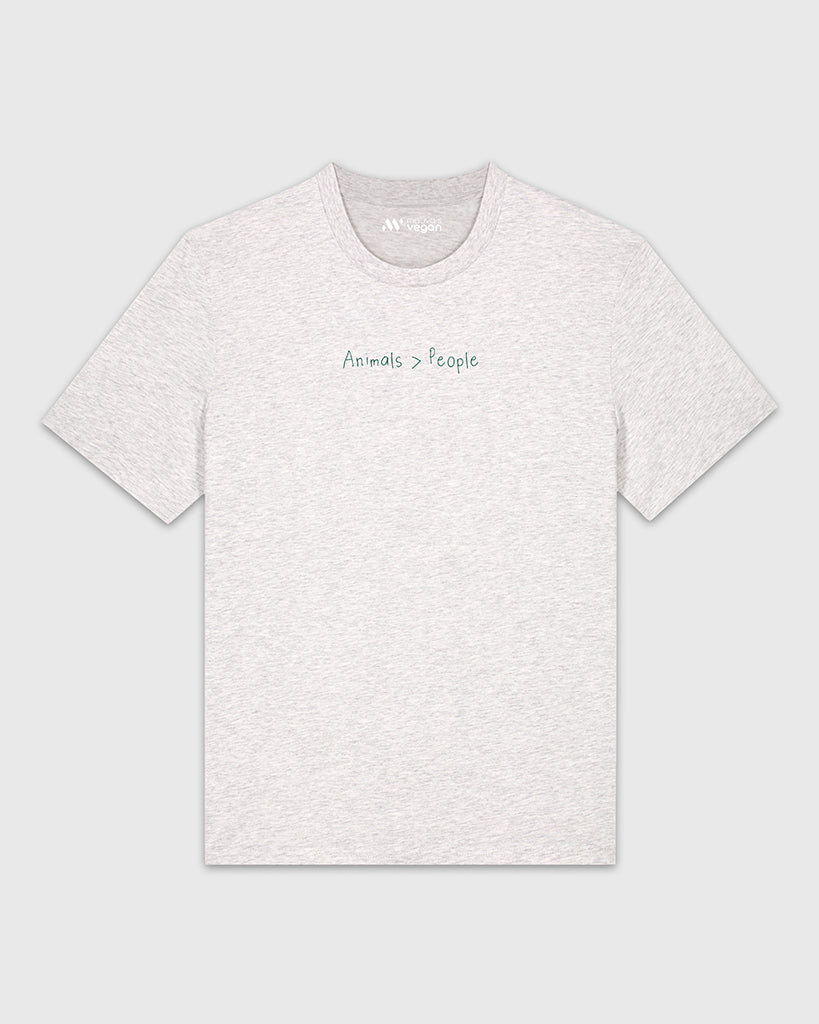 T-shirt gris chiné brodé vert Animals > People