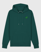 Hoodie vert sapin avec une broderie verte représentant un Emoji Pousse.