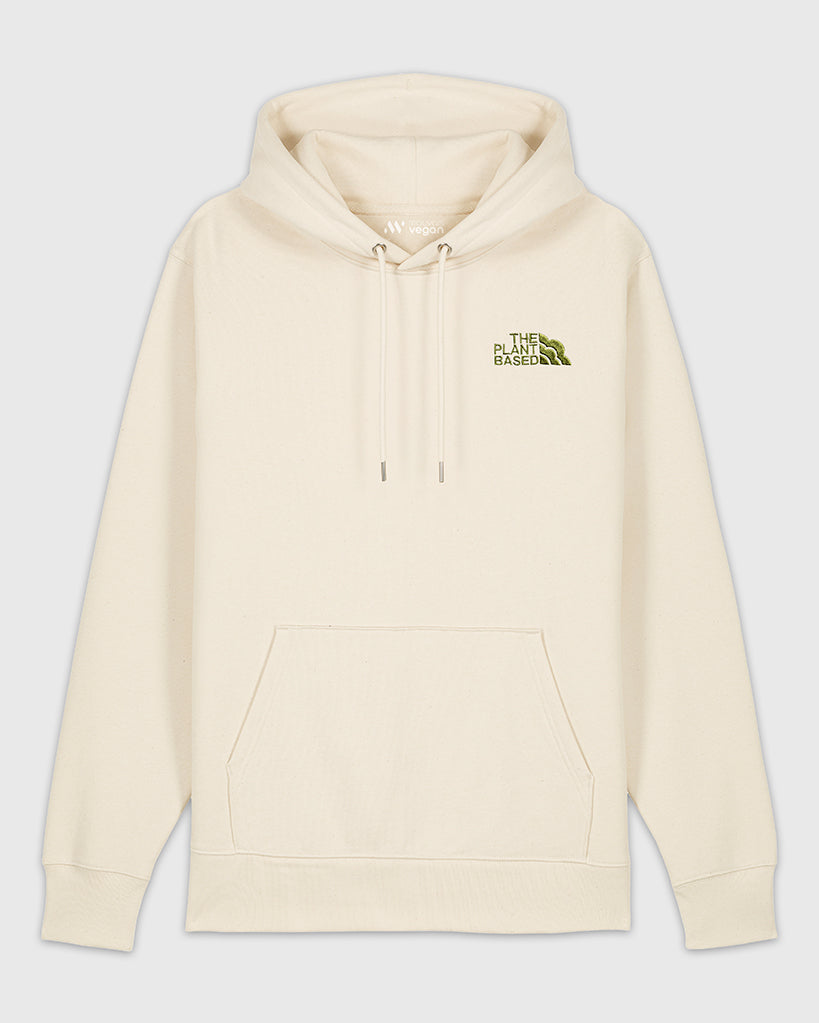 Hoodie beige avec une broderie khaki The Plant Based. 